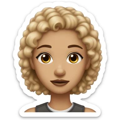 Light skin girl with light brown hair & hazel eyes & freckles & a septum piercing & long eyelashes  sticker