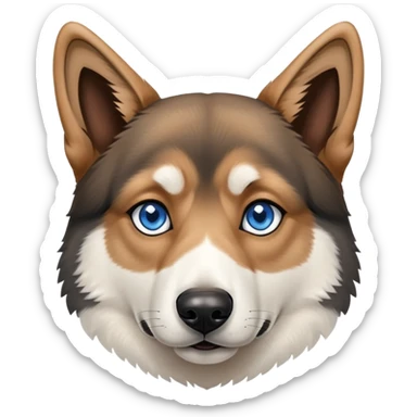 German shepherd husky with one blue eye and one brown e sticker
