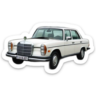 trip around galicia in a old white mercedes benz w115 seafood sticker