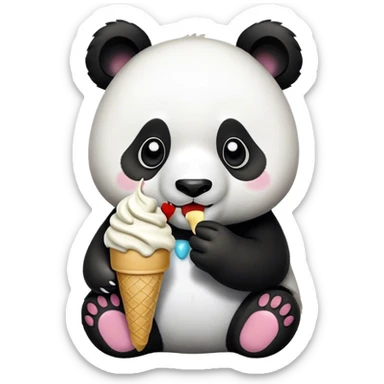 Panda eating ice cream sticker