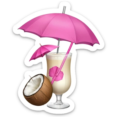coconut drink with pink umbrella sticker