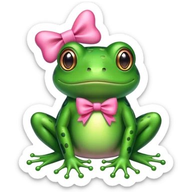 frog wearing pink bow sticker