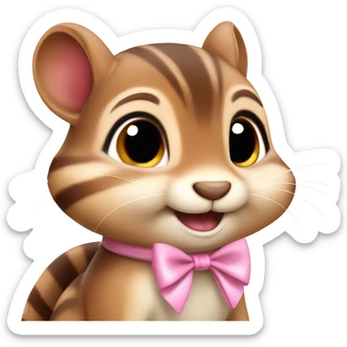 Cute kind Chipmunk with light pink bow sticker