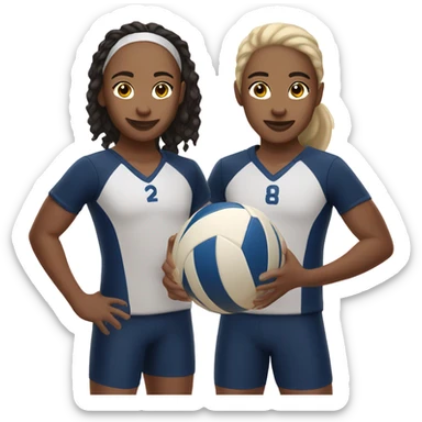 Light skin twins playing volleyball  sticker