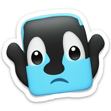 Baby blue square with a black paw print in the middle sticker