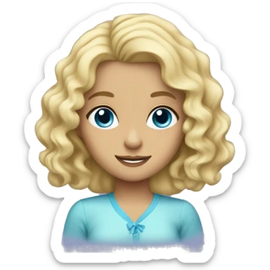 Blonde girl with wavy hair and blue eyes sticker
