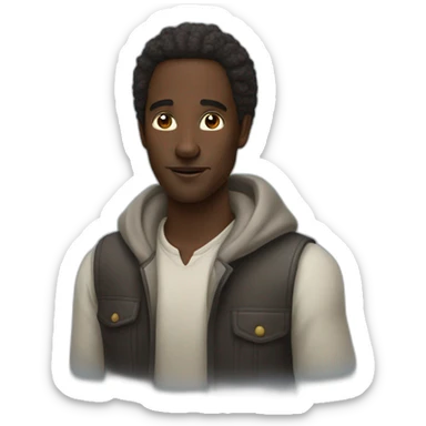 BLAK man have cirly hare sticker