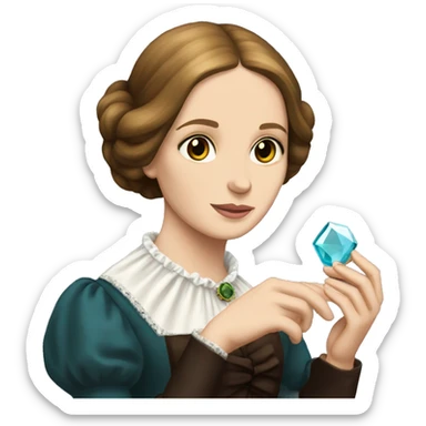 Charlotte Bronte holding a gem in her hand sticker