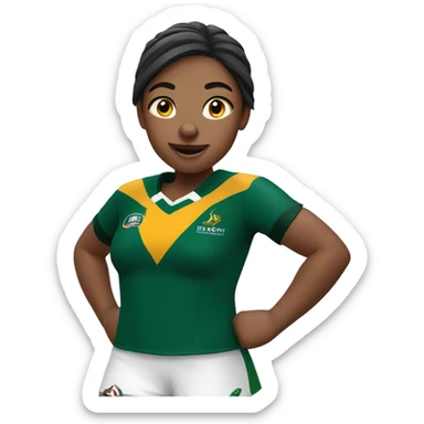 Girl wearing springbok rugby jersey cheering sticker