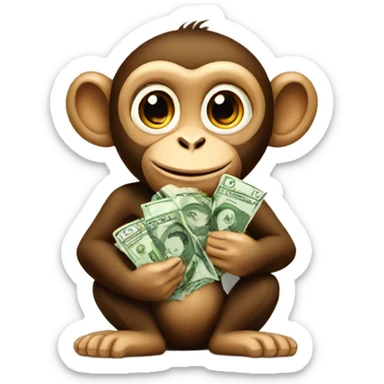 Monkey with money sticker