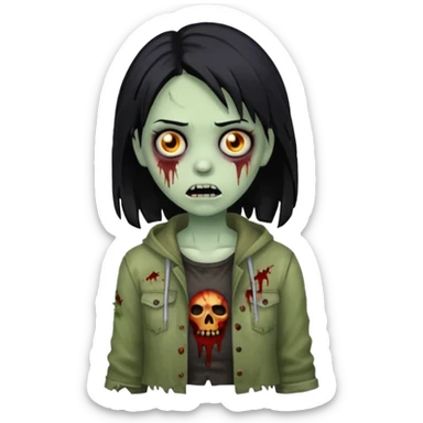 girl zombie with black hair sticker