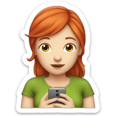 Red head girl on her phone  sticker