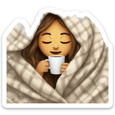 girl inside a blanket sipping coffee eyes closed sticker