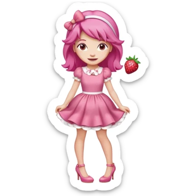 pretty and cute realistic modern day strawberry shortcake full body with high heels emoji sticker