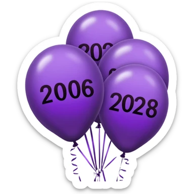 baloons with 2026 year to put on the menu in dark brown and violet sticker