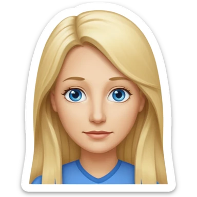 a 40 year old teacher with long blonde hair and blue eyes long face smaller eyes sticker