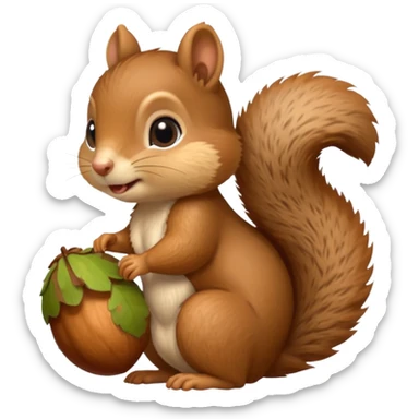 baby squirrel hold a acorn sticker