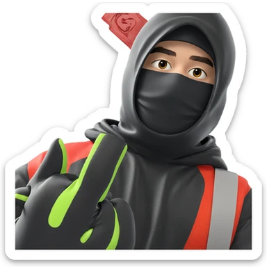 masked boy with black gloves sticker