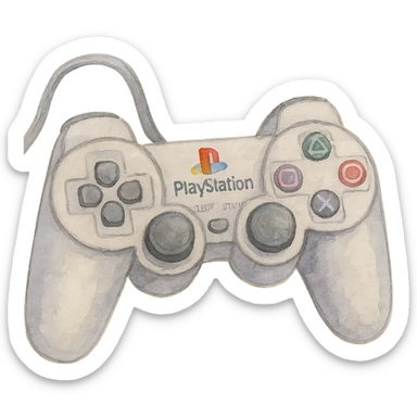 watercolor style PlayStation 1 Controller Prototype Game sticker