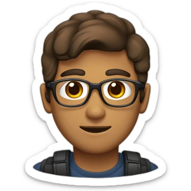 Hombre joven con tupé castaño, piel clara y ojos marrones sticker