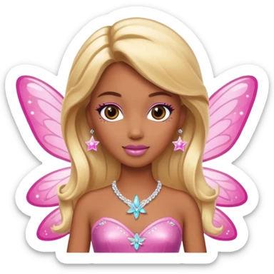 brown skin blonde barbie fairy  dust sticker