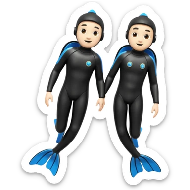 A 3D cartoon pair of diving flippers on a white background, shiny rubber texture, Memoji-style rendering. sticker