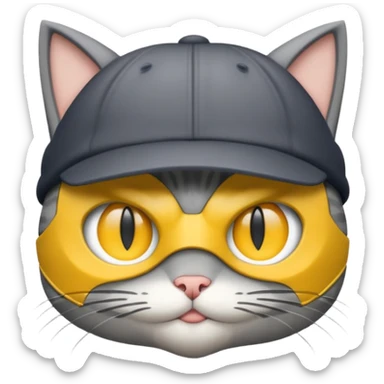 grey cat batman cap sticker