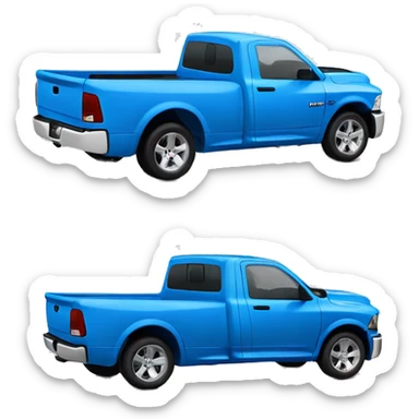 Smurf blue colored truck. The truck is a ram 2017 hemi single cab. Make it look like a cartoon or Lego please sticker