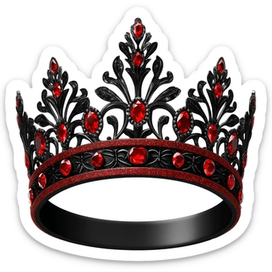 black gothic crown with red glittery rubes  sticker