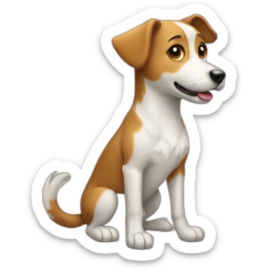 dog with tail up sticker