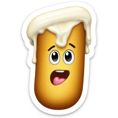 A Twinkie with cream pouring out of the end sticker