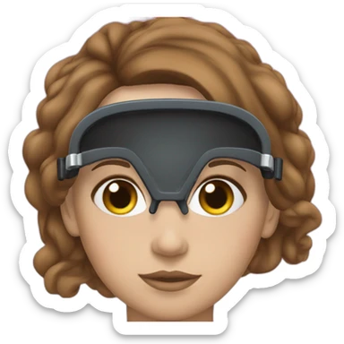 scubadiver woman, with brown, large and staright hair and black suit and Pink dive mask in her blue eyes sticker