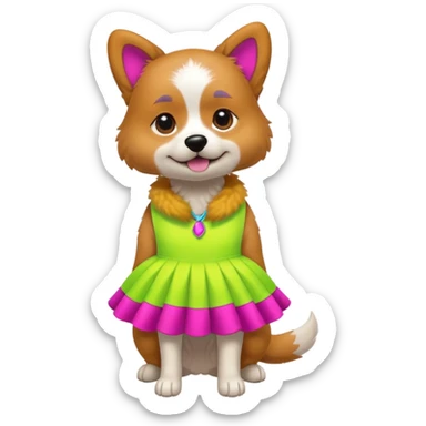 DOG wearring neon fashion dress sticker