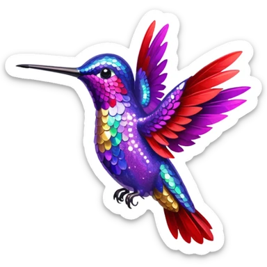 hummingbird with red and purple with glitter sticker