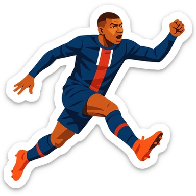 dynamic pose of Kylian Mbappé in soccer uniform sticker