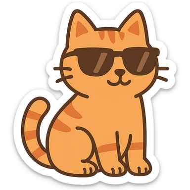 flat toon style cat wearing sunglasses sticker