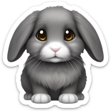 mini lop rabbit with dark grey fur and hint brown sticker