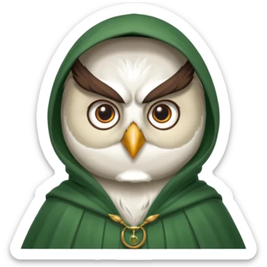 white owl professor in green cloak  sticker