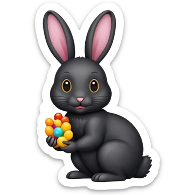black rabbit with candies sticker
