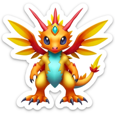 Colorful Exotic Pokémon-Digimon-Fakémon-hybrid-creature (full body) sticker