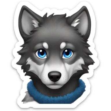 Black wolf  blue eyes kiss white tige sticker