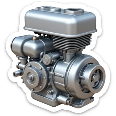 generate a very realistic two-stroke two-cylinder engine sticker