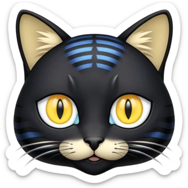 Gato preto do olho amarelo e branco do olho azul com pequenas rajas amarelas bem clarinho sticker