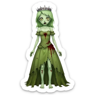 zombie princess full body torn dress sticker