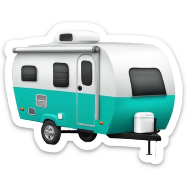Realistic portable turquoise travel trailer isolated.  sticker