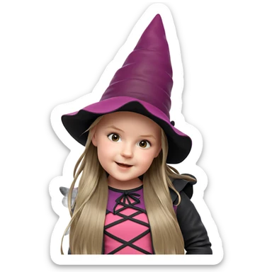smiling girl in witch hat sticker