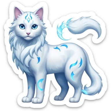 Magical Celestial Lunar-powered Fantasy Feline with lunar markings (full body) sticker