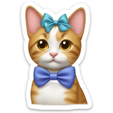 cat wearing a bow on ear sticker