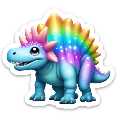 One Kawaii bedazzled pastel neon rainbow stegosaurus  sticker