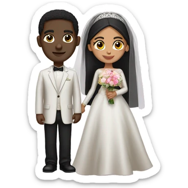 a black man and a dark hair arabic woman wedding sticker